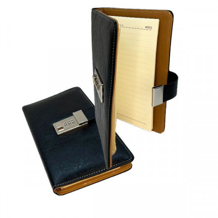 Agenda Secrettes din piele ecologica, cu cod, negru, 20 x 13 cm