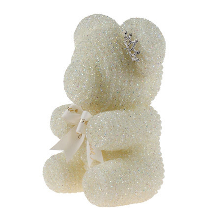 Diamond Teddy Bear alb 20 cm, decorat manual cu cristale, cutie cadou