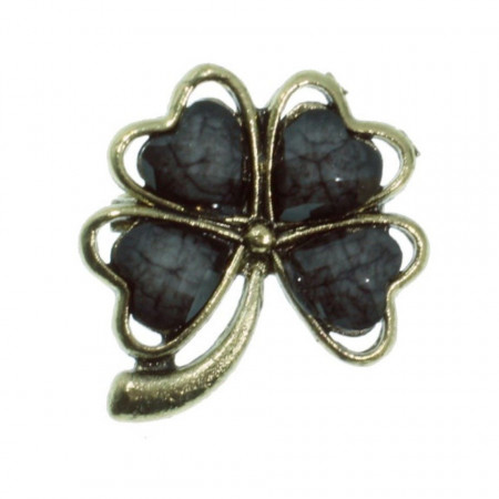 Martisor brosa, trifoi cu patru foi, piatra negra