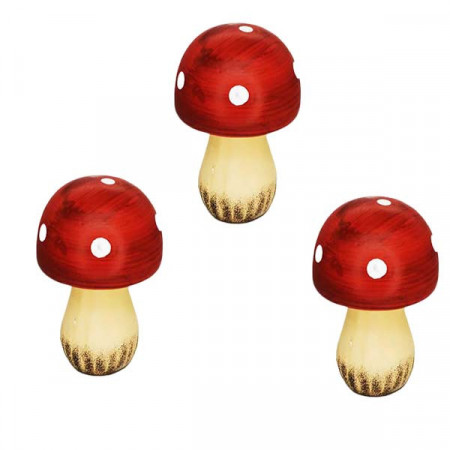 Set 3 decoratiuni din ceramica in forma de ciuperca