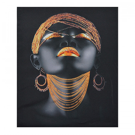 Tablou LED canvas Gold Chain cu leduri lumini 45 x 35 cm