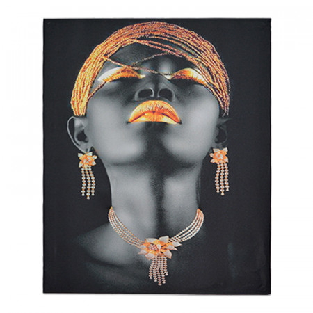 Tablou LED canvas Gold Necklace cu leduri lumini 64 x 45 cm