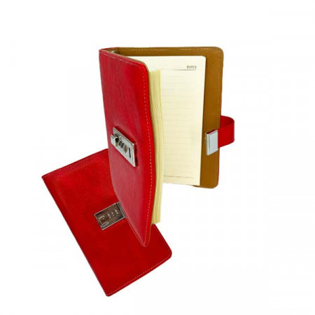 Agenda Secrettes din piele ecologica, cu cod, rosu, 20 x 13 cm
