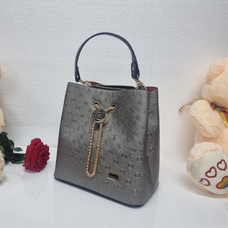 Geanta casual Silver&Polo, cu doua compartimente si curea pentru umar, Argintiu