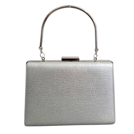 Geanta de evenimente, SYLVI, tip clutch, cu lant detasabil argintiu si piele ecologica, Silver