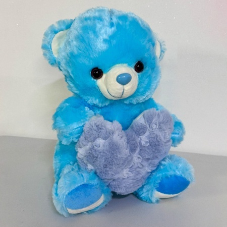 Ursulet de plus Candy cu inimioara, inaltime 25 cm, Albastru