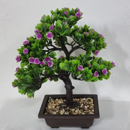 Bonsai artificial colorat in ghiveci, Flower mov 39 cm inaltime