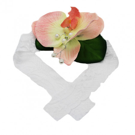 Bratara Narry pentru domnisoara de onoare cu orhidee artificiala, accesorii si bentita din dantela