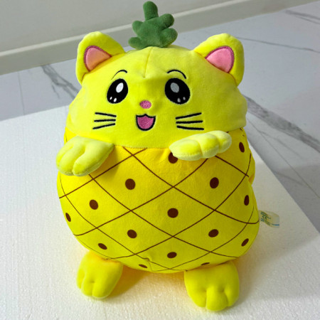 Pisicuta de plus Myau in forma de ananas, cu paturica inclusa, Galben