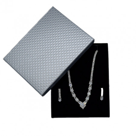 Set Zena, cercei si colier din pietre semipretioase, argintiu, SZ013