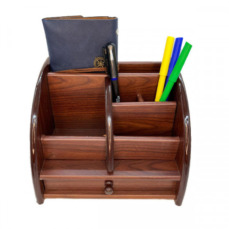 Suport din lemn pentru accesorii de birou, cu 8 compartimente