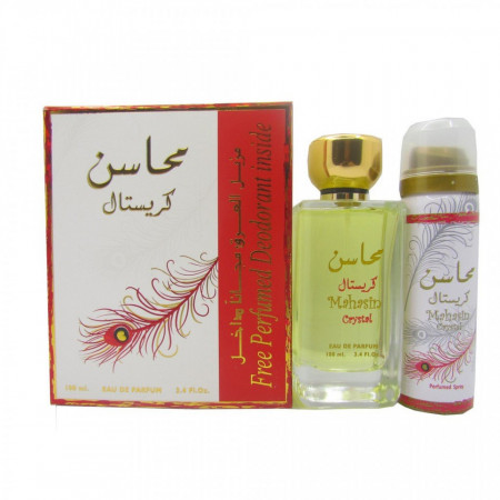 Parfum Lattafa, Mahasin Crystal, Femei, Apa de Parfum 100ml + deodorant 50ml