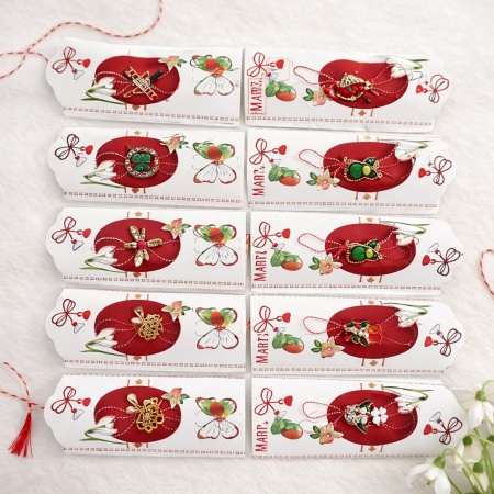 Set 10 martisoare Spring tip brosa, montate individual pe blister rotund - Img 1