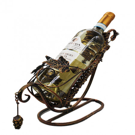 Set HappyFam, suport metalic in stil vintage si vin alb sec Bottega Pinot DOC