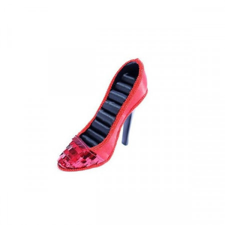 Suport Jewel Shoe, pentru bijuterii, sub forma de pantof, 17 cm, Rosu cu paiete