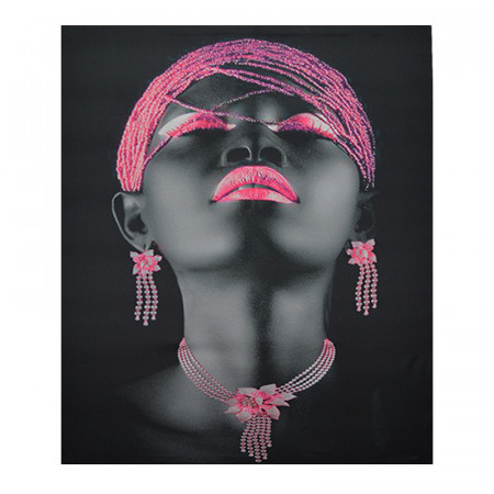 Tablou LED canvas Pink Beads cu leduri lumini 85 x 64 cm