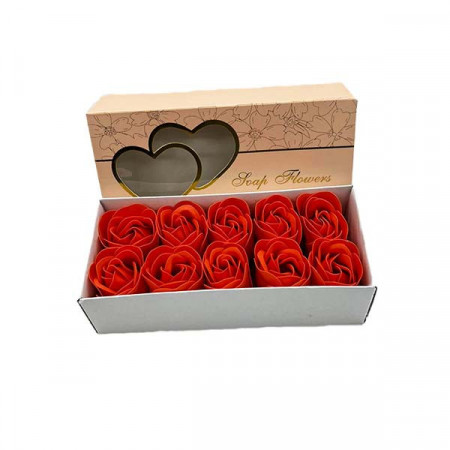 Cutie cadou 2Hearts cu 10 trandafiri de sapun, orange