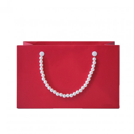 Punga pentru cadouri, in forma de poseta, 22 x 10 x 13.5 cm, Rosu cherry