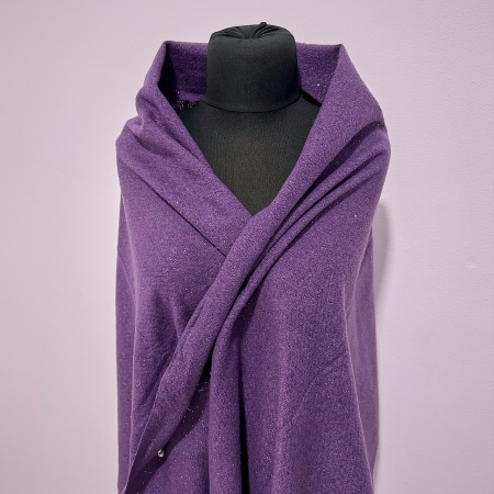 Sal lung tip esarfa Serene Luxe, cu sclipici si casmir, Mov, 200x70 cm