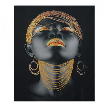 Tablou LED canvas Gold Chain cu leduri lumini 64 x 45 cm