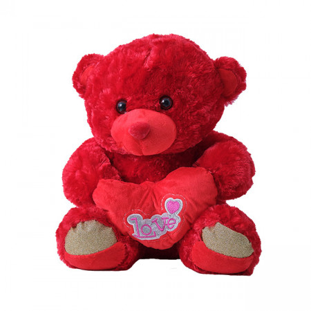 Ursulet de plus Twinkle, cu inimioara, inaltime 37 cm, Rosu