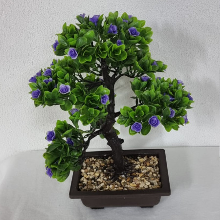 Bonsai artificial colorat in ghiveci, Flower albastru 39 cm inaltime