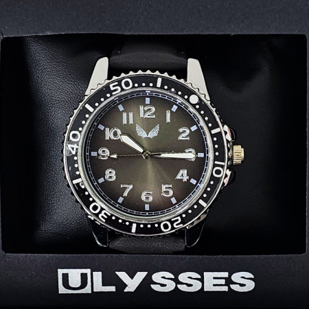 Ceas barbatesc Ulysses GAMMA, cu quartz si cadran din otel inoxidabil, in cutie eleganta, Argintiu