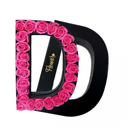 Litera volumetrica cu trandafiri din sapun, D, roz aprins