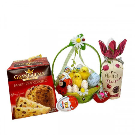 Pachet HappyEaster, cosulet, Panettone, Kinder Joy si Heidi