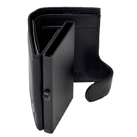 Portcard unisex Hassion din piele naturala, 9x7x2cm, Negru