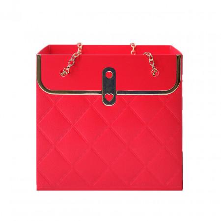 Punga pentru cadouri, CUB, cu aspect embosat, 16 x 12 x 15 cm, Rosu