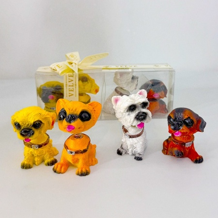 Set 4 Figurine Decorative in forma de catelusi, Multicolor, 16x4x6cm