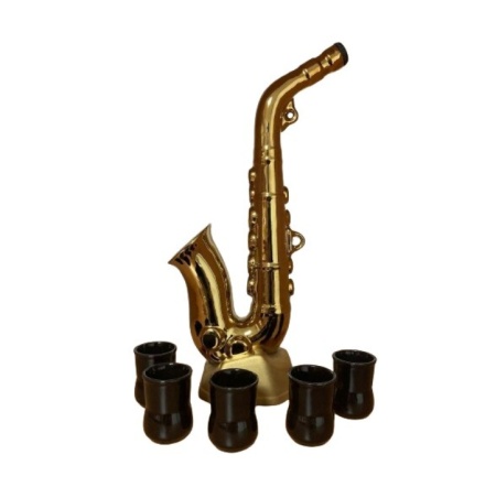 Set din ceramica pentru bautura, Saxofon cu cinci pahare, Gold