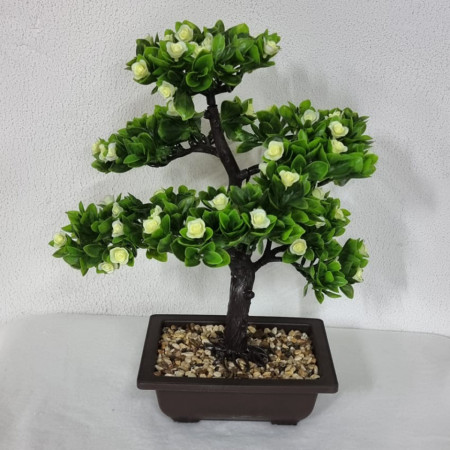 Bonsai artificial colorat in ghiveci, Flower galben 39 cm inaltime