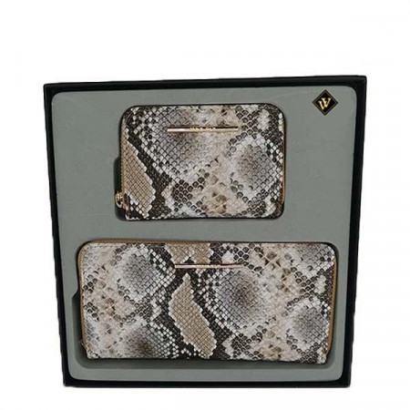 Set de 2 portofele cu imprimeu snake, crem