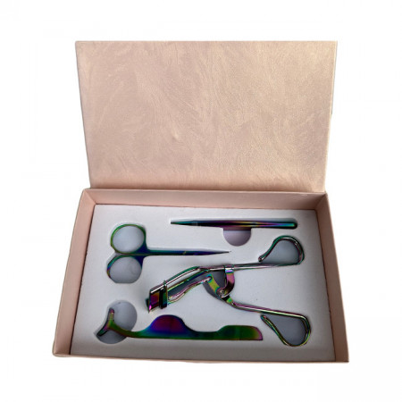 Set patru accesorii pentru stilizarea genelor si sprancenelor, Rainbow