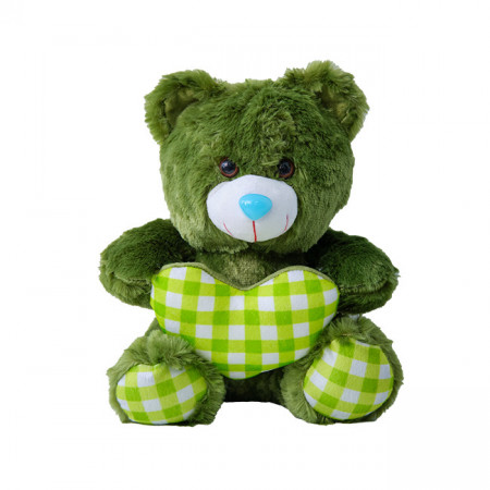 Ursulet de plus Coco, cu inimioara, inaltime 30cm, Verde