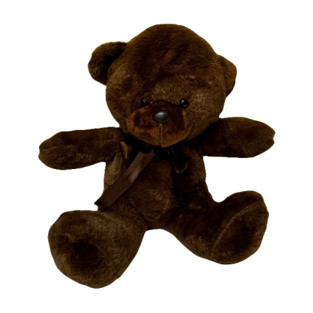 Ursulet de plus Tobi, cu fundiță, Inaltime 24 cm, Maro