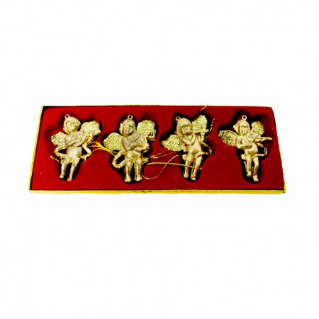 Set patru accesorii decorative pentru brad, forma îngeraș