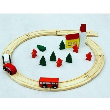 Circuit masinute, CIRCULAR CITY , accesorii din lemn, 25 piese