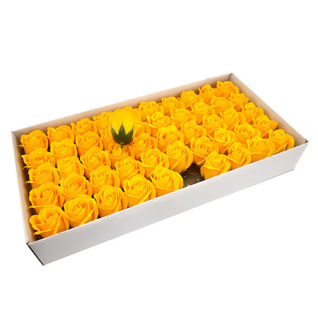 Cutie cu 50 trandafiri din sapun, galben