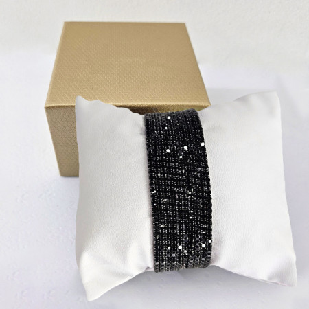 Set bratari elastice With Sparks, cu cristale artizanale, Negru