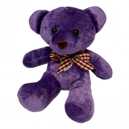 Ursulet de plus Berry, cu fundita in carouri, inaltime 18 cm, Mov