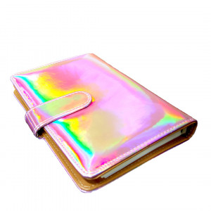 Agenda de notite Halou, cu liniatura si coperta cașerata cu efect multicolor, reflectorizant, 18x12, Roz - Img 3