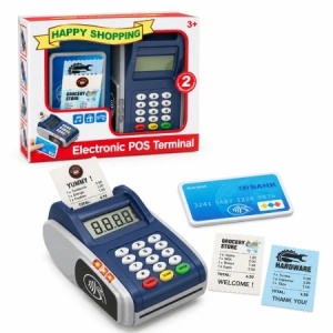 Aparat POS de jucarie pentru copii, cu card, bonuri, lumini si sunete, 2 metode de plata, 3+ ani - Img 2