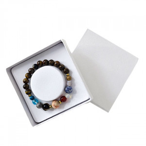 Bratara 10 Planets Tiger Eye, din pietre semipretioase in cutie cadou, semnificand planetele galaxiei 2