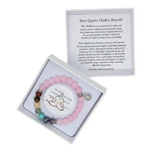 Bratara Chakra Rose Quartz, din pietre semipretioase in cutie cadou