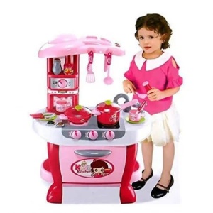 Bucatarie de jucarie copii Little Chef roz, set complet 31 piese, 73 cm - Img 2