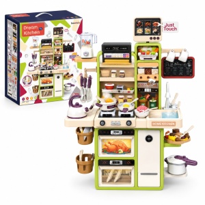 Bucatarie interactiva pentru copii Dream Kitchen, 93 cm, lumini, sunete, abur si apa, accesorii incluse, verde-crem, 3+ ani - Img 5