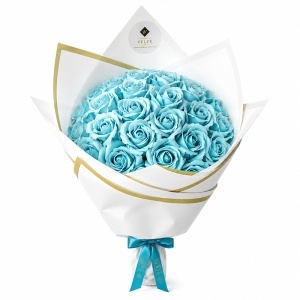 Buchet floral Royal cu 31 trandafiri de sapun, 55 cm - Img 6